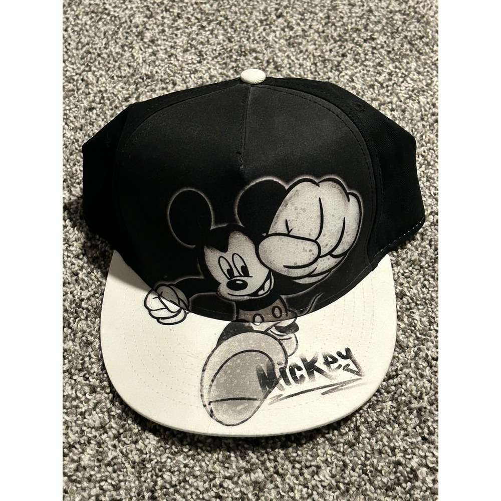 Disney Mickey Mouse Baseball Cap Black & White Embroidered‎ Adult Hat